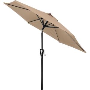 imageHealSmart 75ft Patio Umbrella with Push Button TiltCrank Outdoor Table Market Yard Umbrella 6 Sturdy Ribs for Garden Deck Backyard PoolTan