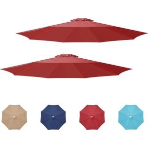 imageHealSmart 9 Patio Umbrella Replacement Canopy Cover with 8 Ribs Outdoor Table Market Yard Umbrellas2PRed