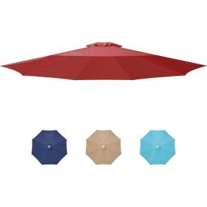 imageHealSmart 9 Patio Umbrella Replacement Canopy Cover with 8 Ribs Outdoor Table Market Yard UmbrellasRedCanopy