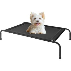 imageHealSmart Cooling Elevated Dog Bed Outdoor Raised Portable Dog Cot Beds NoSlip Feet Durable Portable Pet Hammock Bed 42x252x8 Inch GreyBlack