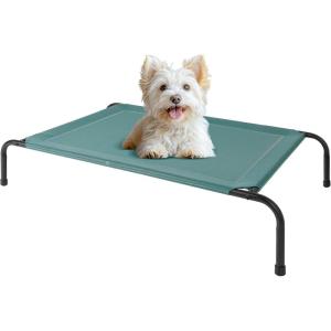 imageHealSmart Cooling Elevated Dog Bed Outdoor Raised Portable Dog Cot Beds NoSlip Feet Durable Portable Pet Hammock Bed 42x252x8 Inch GreyGreen