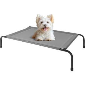 imageHealSmart Cooling Elevated Dog Bed Outdoor Raised Portable Dog Cot Beds NoSlip Feet Durable Portable Pet Hammock Bed 42x252x8 Inch GreyGrey