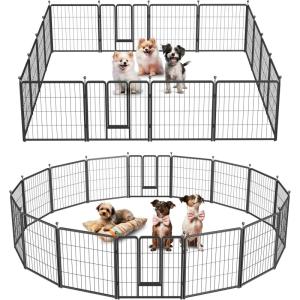 imageHealSmart Dog Playpen Indoor Puppy Playpen Indoor for Yard Camping 24quot Height 8 Panels Heavy Duty Dog Pen for PuppiesSmall Dogs BlackBlack