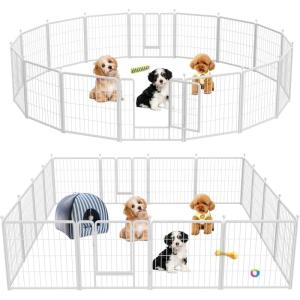imageHealSmart Dog Playpen Indoor Puppy Playpen Indoor for Yard Camping 24quot Height 8 Panels Heavy Duty Dog Pen for PuppiesSmall Dogs BlackWhite