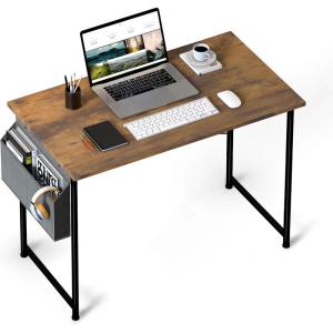 imageHealSmart Home Office Computer Brown Small Desk Modern Simple Style PC Table with Storage Bag 47 InchBrown