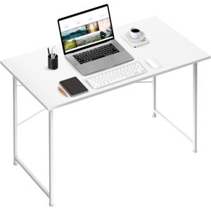 imageHealSmart Home Office Computer Brown Small Desk Modern Simple Style PC Table with Storage Bag 47 InchWhite