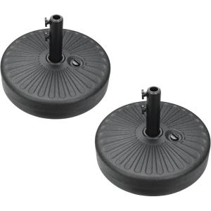 imageHealSmart Outdoor Patio Umbrella Base Stand 50lbs Heavy Duty Water Filled Holder for Lawn ampamp Garden Round Black2PBlack