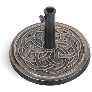 imageHealSmart Outdoor Patio Umbrella Base Stand 50lbs Heavy Duty Water Filled Holder for Lawn ampamp Garden Round BlackBronze