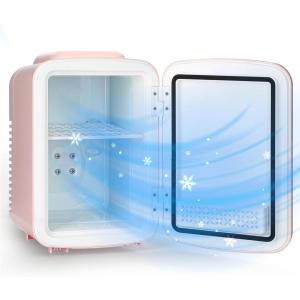 imageHealSmart Portable Mini Fridge 4 Liter 6 Can Cooler and Warmer Compact Refrigerators 100 FreonFree ampamp Eco Friendly 4L RedNew Pink