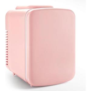 imageHealSmart Portable Mini Fridge 4 Liter 6 Can Cooler and Warmer Compact Refrigerators 100 FreonFree ampamp Eco Friendly 4L RedPink