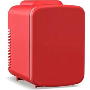 imageHealSmart Portable Mini Fridge 4 Liter 6 Can Cooler and Warmer Compact Refrigerators 100 FreonFree ampamp Eco Friendly 4L RedRed