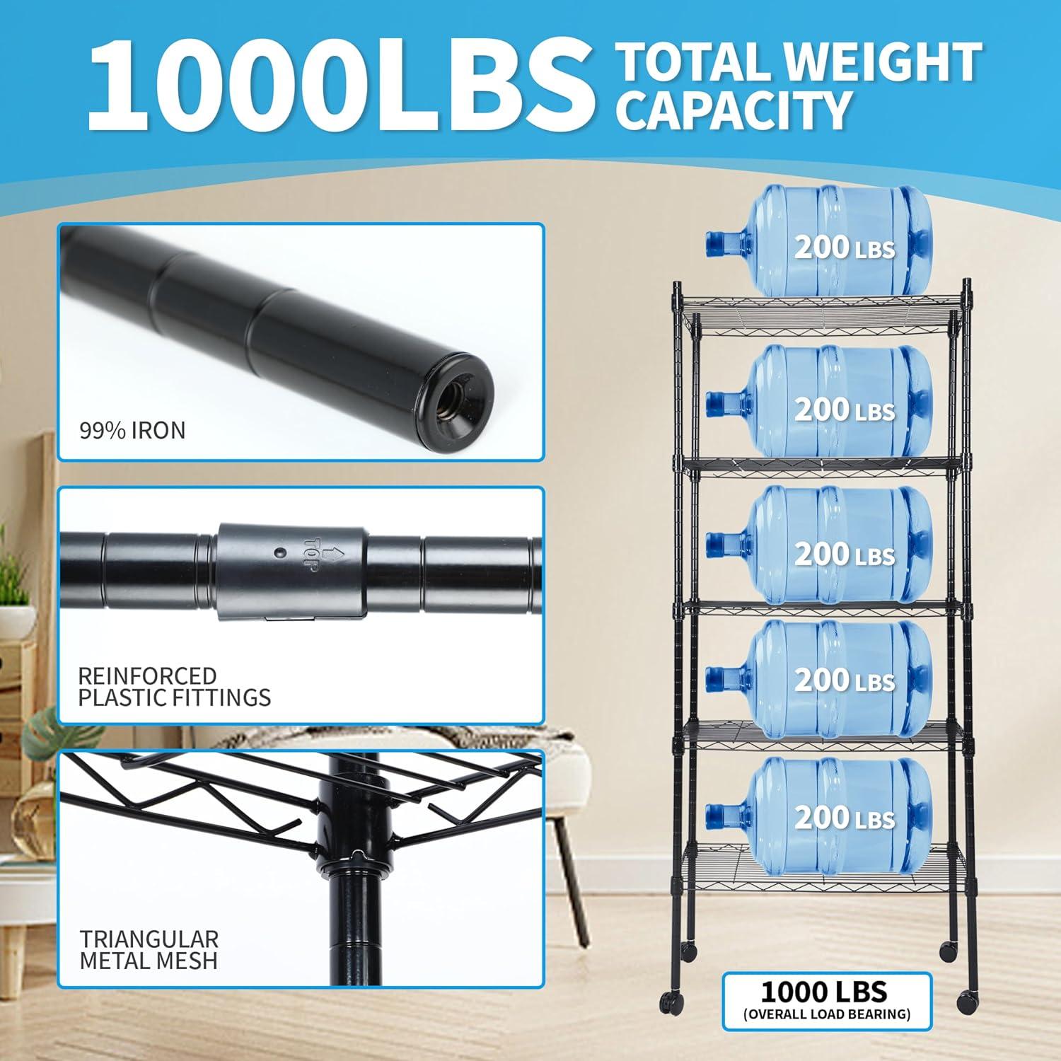 imageYSSOA HealSmart 2Tier Shelving Unit 15quot W x 138quot D x 15quot H Wire Metal Stackable Storage with Basket Chrome5tier
