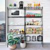 imageYSSOA HealSmart 2Tier Shelving Unit 15quot W x 138quot D x 15quot H Wire Metal Stackable Storage with Basket ChromeBlack