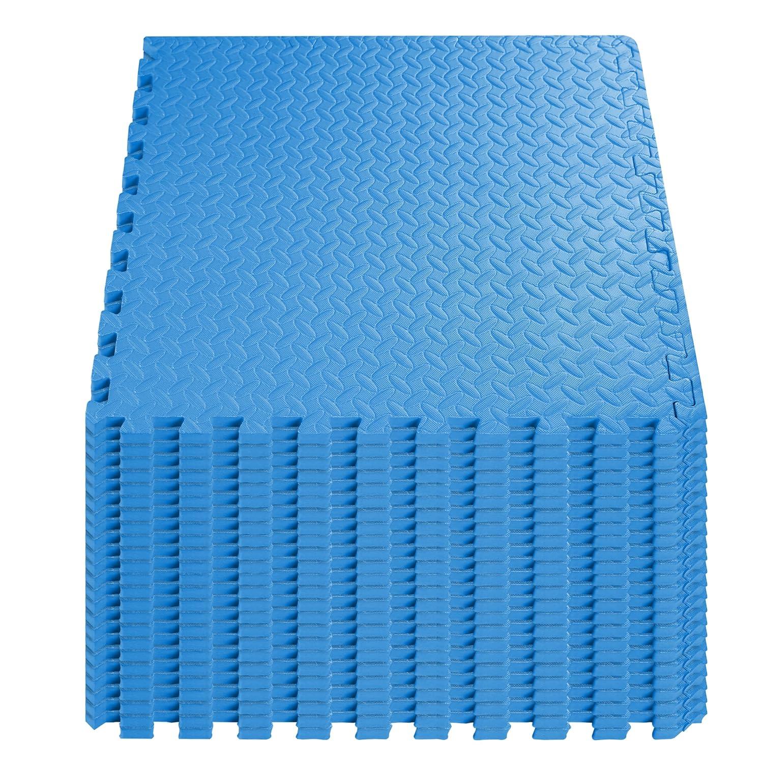 imageHealSmart  Inch Puzzle Exercise Mat HighDensity EVA Foam Floor Tiles for Home Gym Workout Equipment Protective Floor Padding ampamp Kids Play Areas Black 24 Sq Ft  6 TilesBlue34 Thick