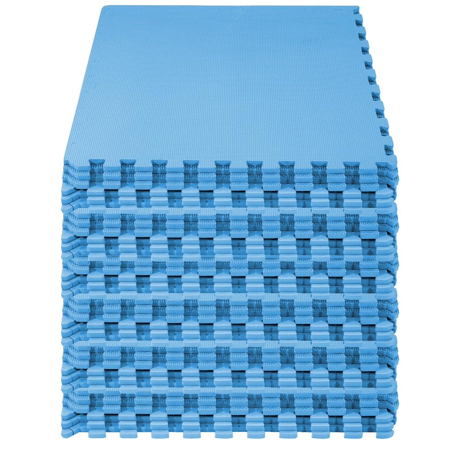 imageHealSmart  Inch Puzzle Exercise Mat HighDensity EVA Foam Floor Tiles for Home Gym Workout Equipment Protective Floor Padding ampamp Kids Play Areas Black 24 Sq Ft  6 TilesBlue12 Thick