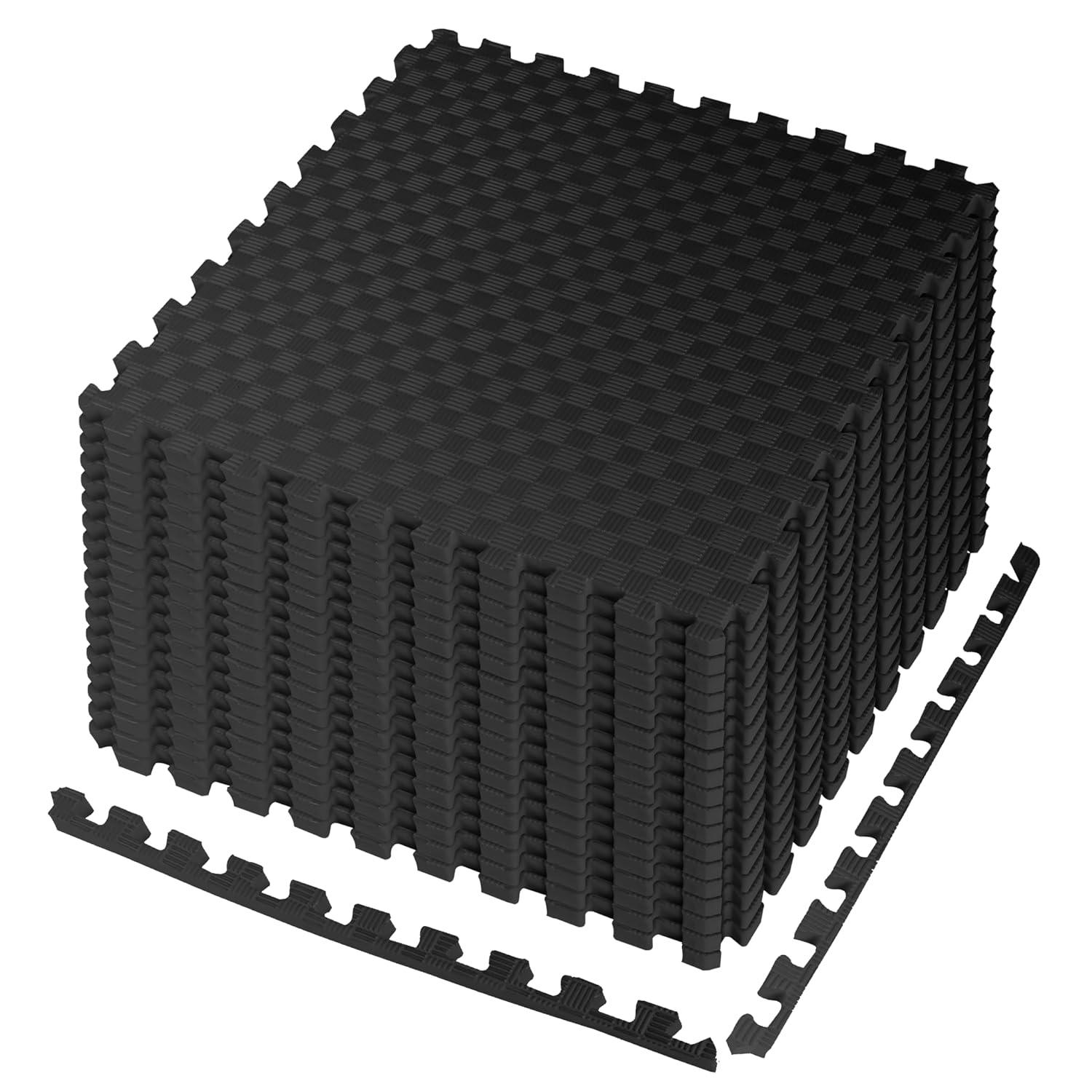 imageHealSmart  Inch Puzzle Exercise Mat HighDensity EVA Foam Floor Tiles for Home Gym Workout Equipment Protective Floor Padding ampamp Kids Play Areas Black 24 Sq Ft  6 TilesBlack1 Thick