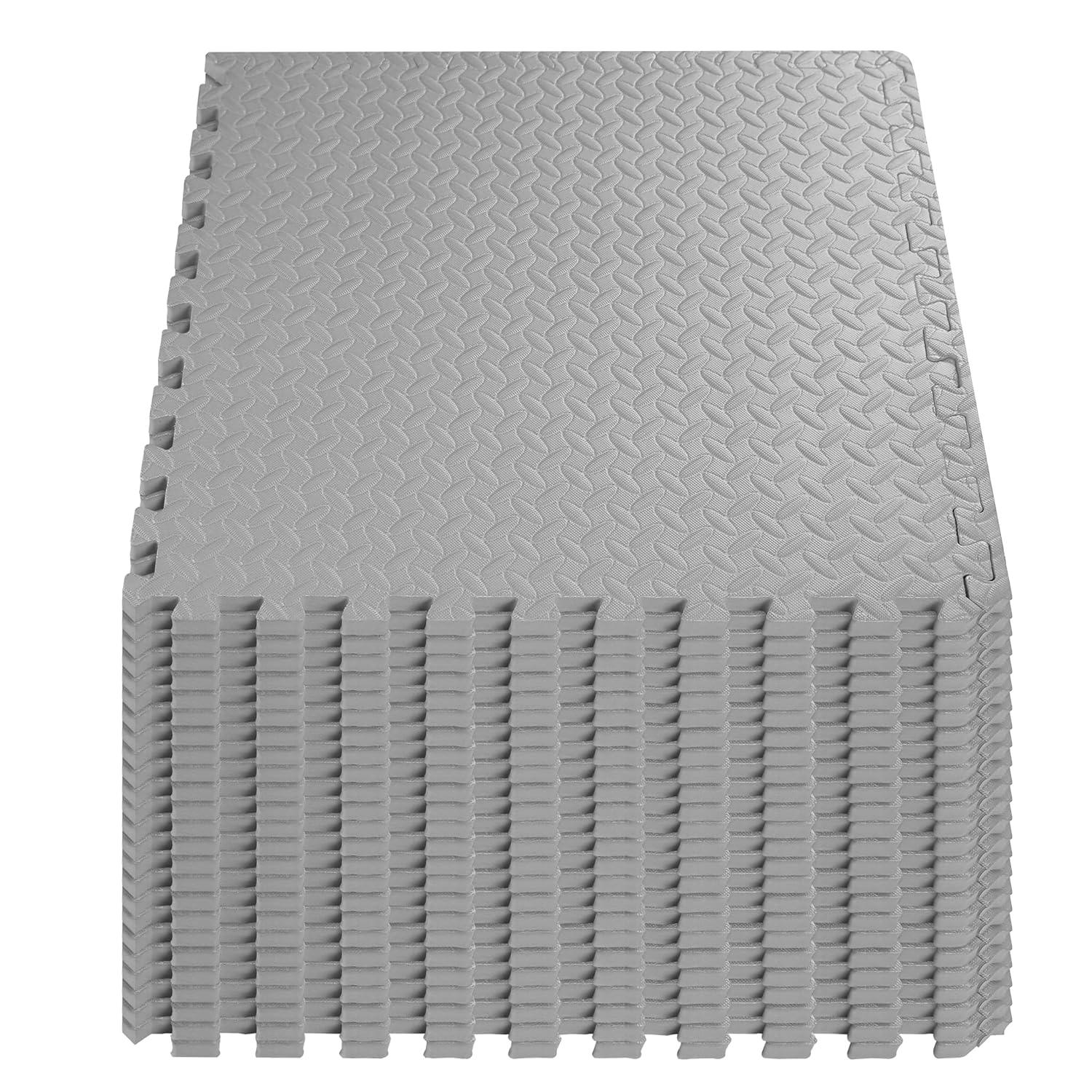 imageHealSmart  Inch Puzzle Exercise Mat HighDensity EVA Foam Floor Tiles for Home Gym Workout Equipment Protective Floor Padding ampamp Kids Play Areas Black 24 Sq Ft  6 TilesGrey34 Thick