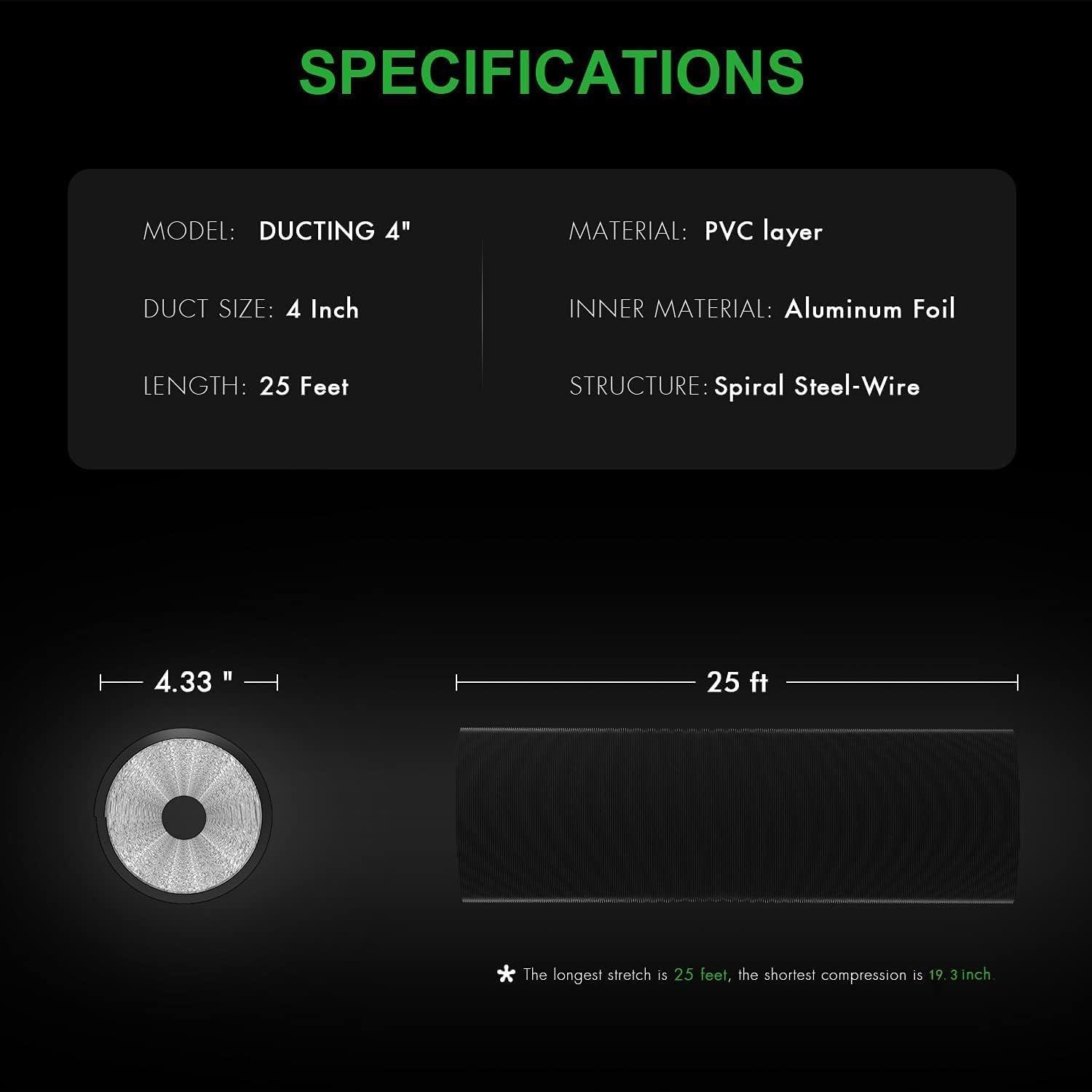 imageHealSmart 12quot 8 Ft Aluminum Ducting Flexible HeavyDuty FourLayer Protection with 2 Duct Clamps Dryer Vent Hose for Heating Cooling Ventilation and Exhaust Fan4 25 Ducting