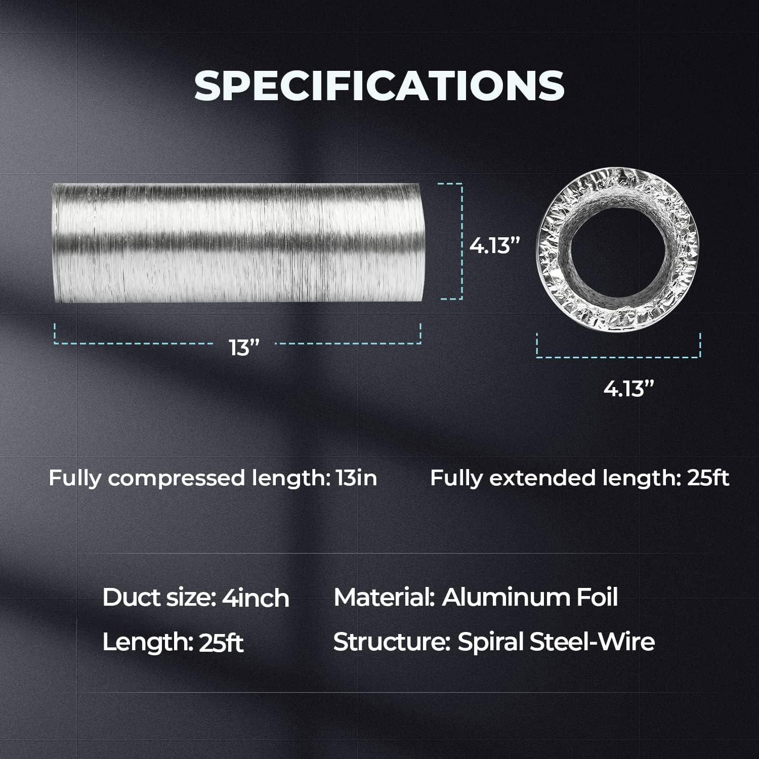 imageHealSmart 12quot 8 Ft Aluminum Ducting Flexible HeavyDuty FourLayer Protection with 2 Duct Clamps Dryer Vent Hose for Heating Cooling Ventilation and Exhaust Fan4 25 Ducting New