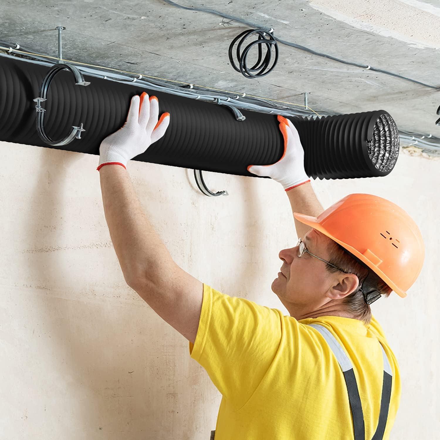 imageHealSmart 12quot 8 Ft Aluminum Ducting Flexible HeavyDuty FourLayer Protection with 2 Duct Clamps Dryer Vent Hose for Heating Cooling Ventilation and Exhaust Fan6 25 Ducting