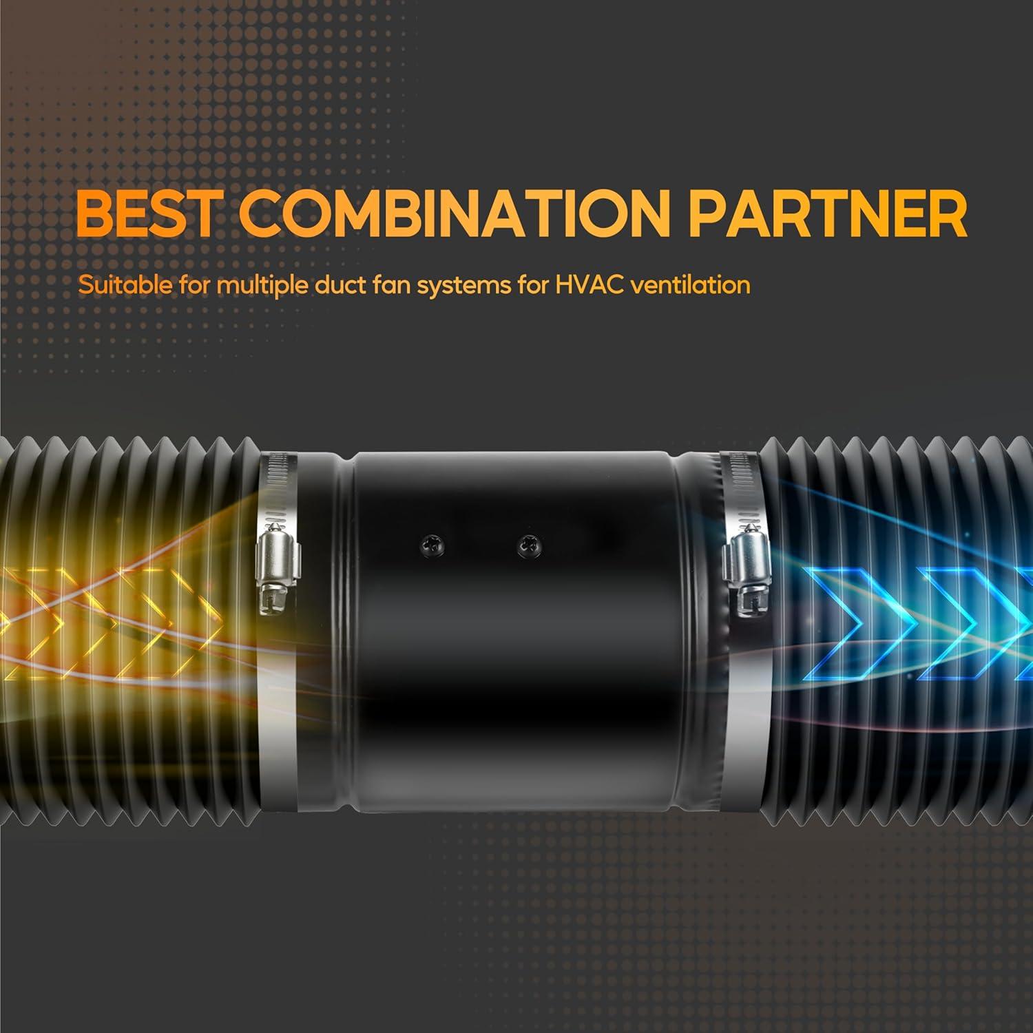 imageHealSmart 12quot 8 Ft Aluminum Ducting Flexible HeavyDuty FourLayer Protection with 2 Duct Clamps Dryer Vent Hose for Heating Cooling Ventilation and Exhaust Fan4 16 PVC