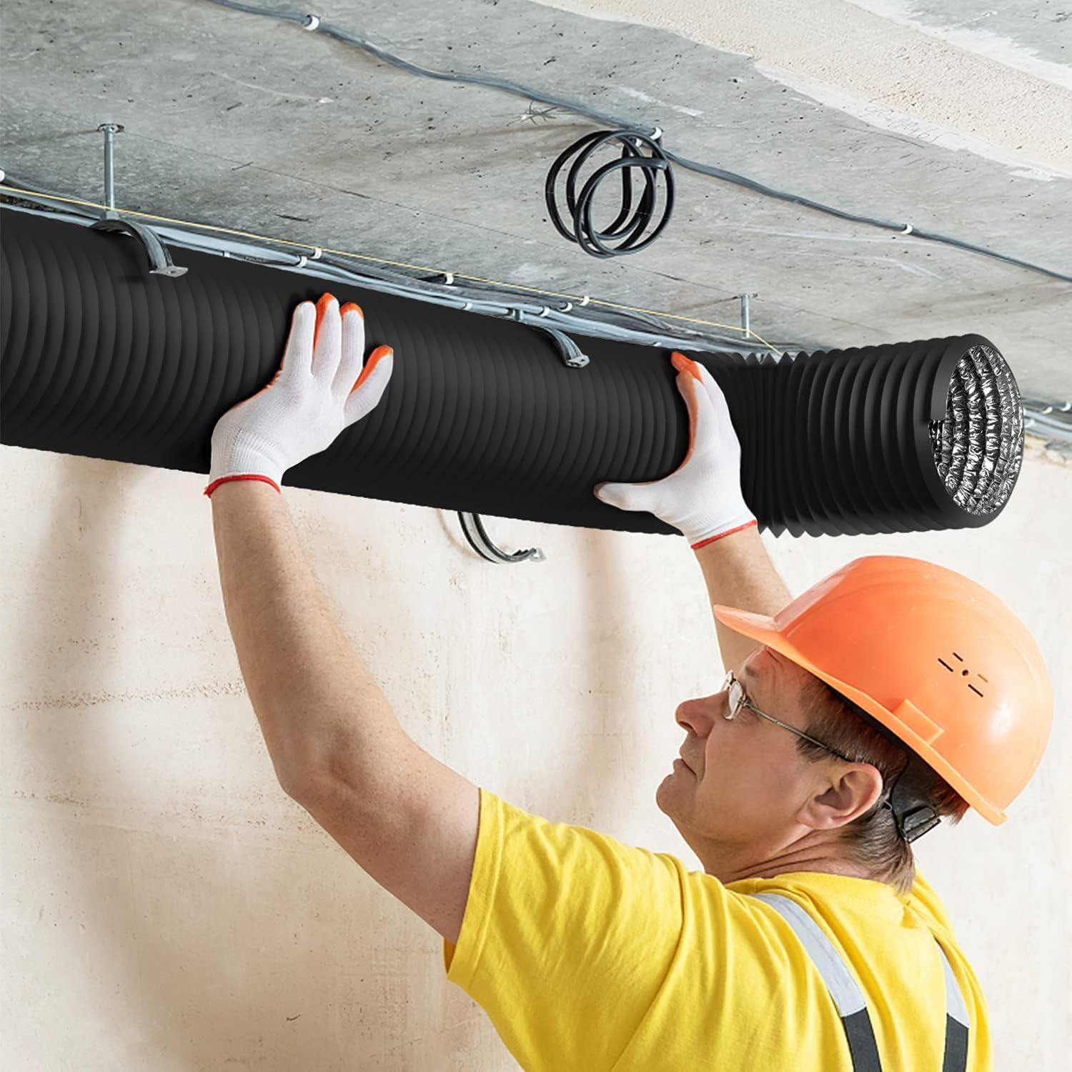 imageHealSmart 12quot 8 Ft Aluminum Ducting Flexible HeavyDuty FourLayer Protection with 2 Duct Clamps Dryer Vent Hose for Heating Cooling Ventilation and Exhaust Fan8 25 Ducting