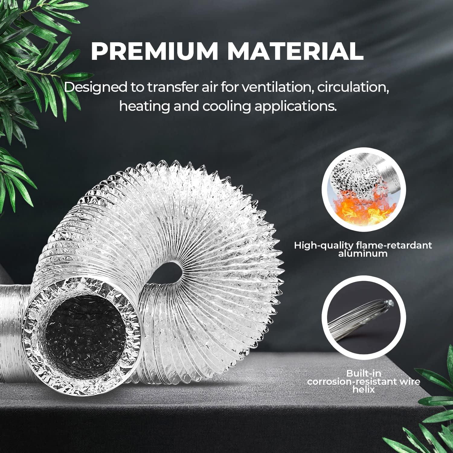 imageHealSmart 12quot 8 Ft Aluminum Ducting Flexible HeavyDuty FourLayer Protection with 2 Duct Clamps Dryer Vent Hose for Heating Cooling Ventilation and Exhaust Fan4 25 Ducting2 Pcs