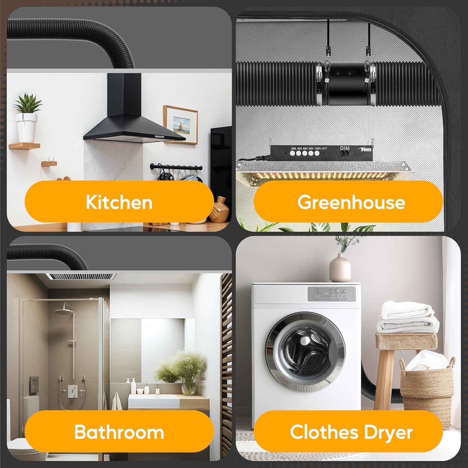 imageHealSmart 12quot 8 Ft Aluminum Ducting Flexible HeavyDuty FourLayer Protection with 2 Duct Clamps Dryer Vent Hose for Heating Cooling Ventilation and Exhaust Fan3 16 PVC