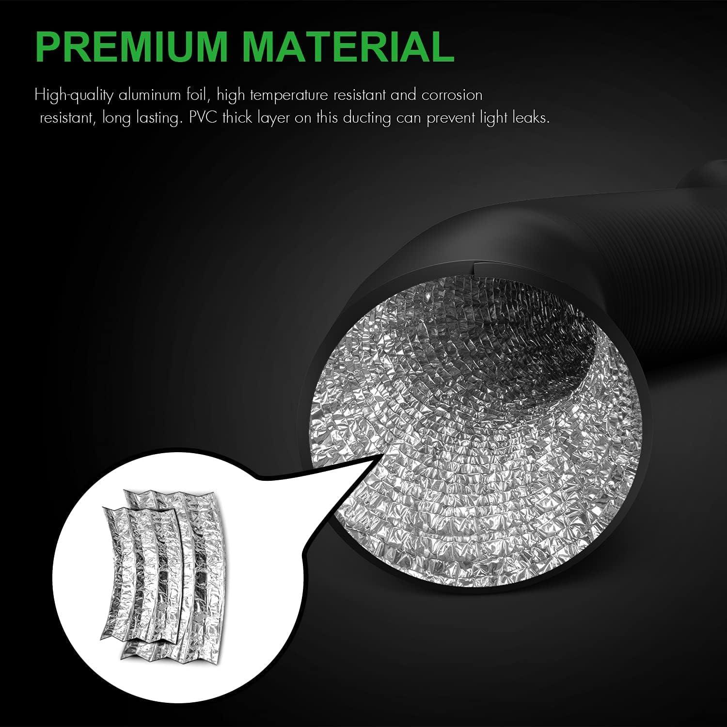 imageHealSmart 12quot 8 Ft Aluminum Ducting Flexible HeavyDuty FourLayer Protection with 2 Duct Clamps Dryer Vent Hose for Heating Cooling Ventilation and Exhaust Fan6 25 Ducting