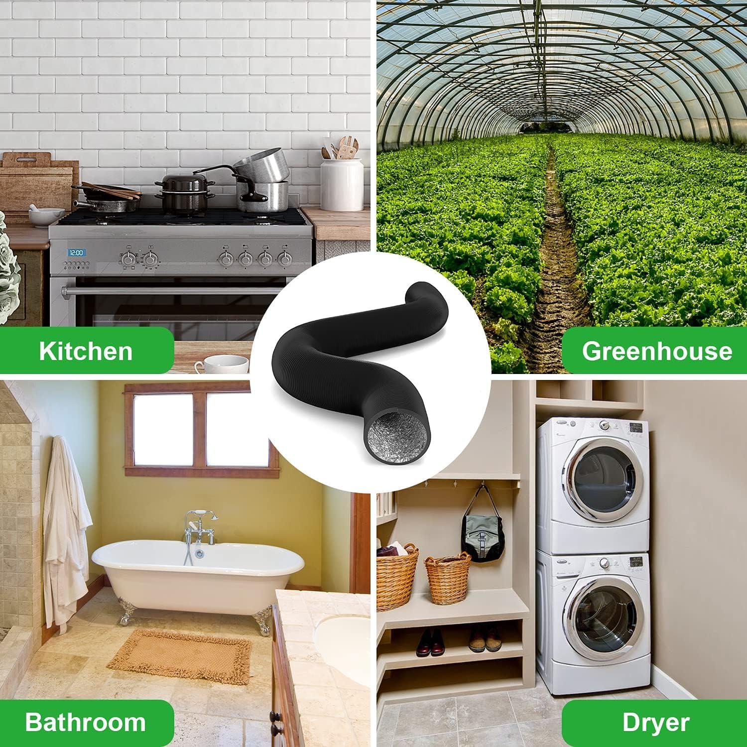 imageHealSmart 12quot 8 Ft Aluminum Ducting Flexible HeavyDuty FourLayer Protection with 2 Duct Clamps Dryer Vent Hose for Heating Cooling Ventilation and Exhaust Fan4 25 Ducting