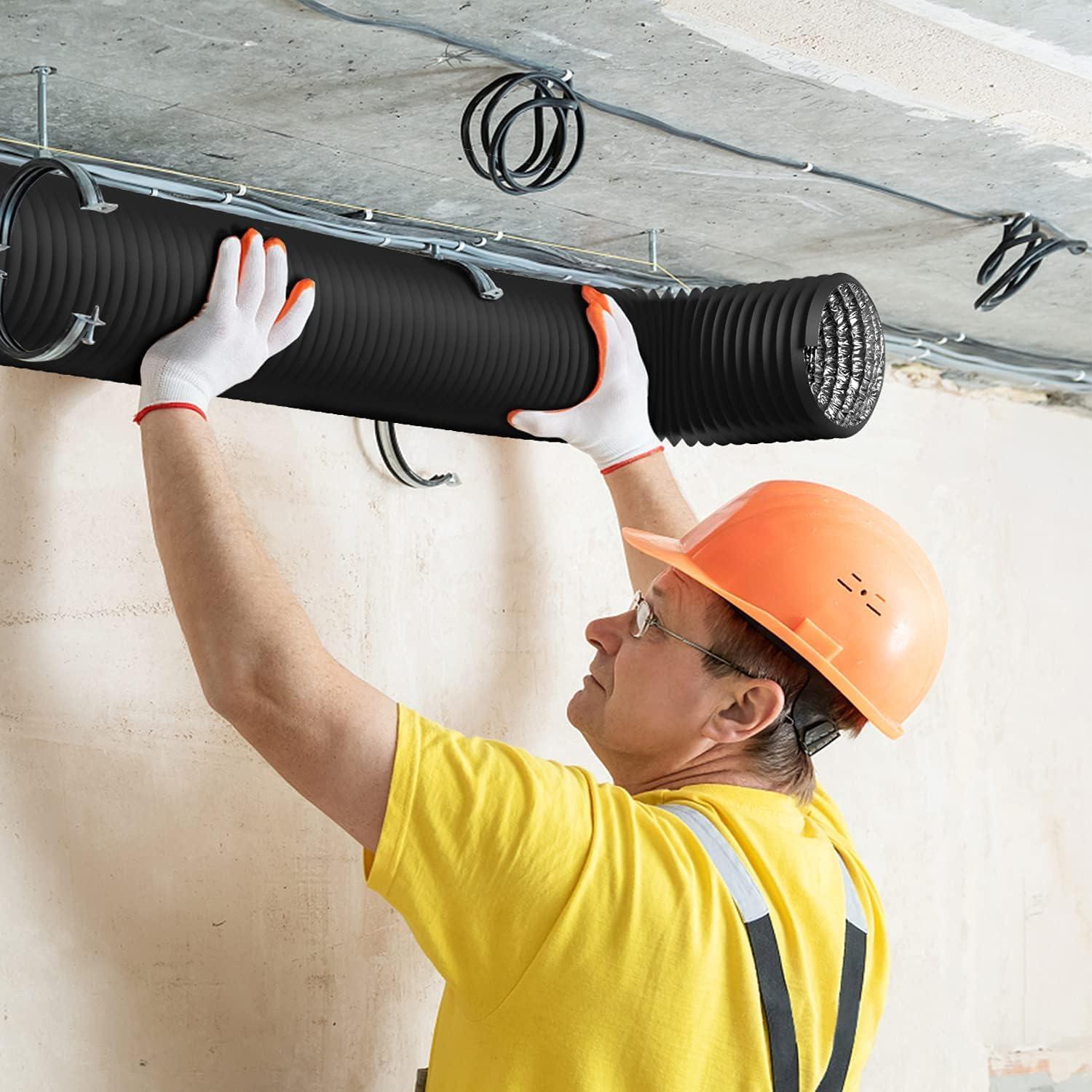 imageHealSmart 12quot 8 Ft Aluminum Ducting Flexible HeavyDuty FourLayer Protection with 2 Duct Clamps Dryer Vent Hose for Heating Cooling Ventilation and Exhaust Fan10 25 Ducting