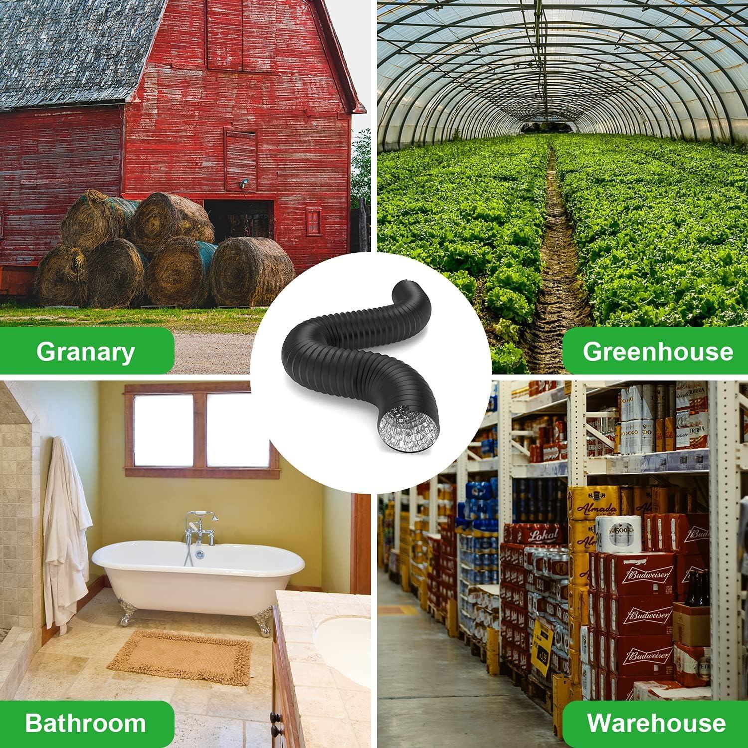 imageHealSmart 12quot 8 Ft Aluminum Ducting Flexible HeavyDuty FourLayer Protection with 2 Duct Clamps Dryer Vent Hose for Heating Cooling Ventilation and Exhaust Fan6 25 Ducting