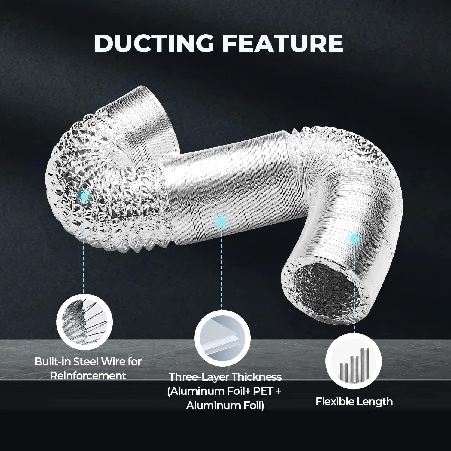 imageHealSmart 12quot 8 Ft Aluminum Ducting Flexible HeavyDuty FourLayer Protection with 2 Duct Clamps Dryer Vent Hose for Heating Cooling Ventilation and Exhaust Fan4 25 Ducting New