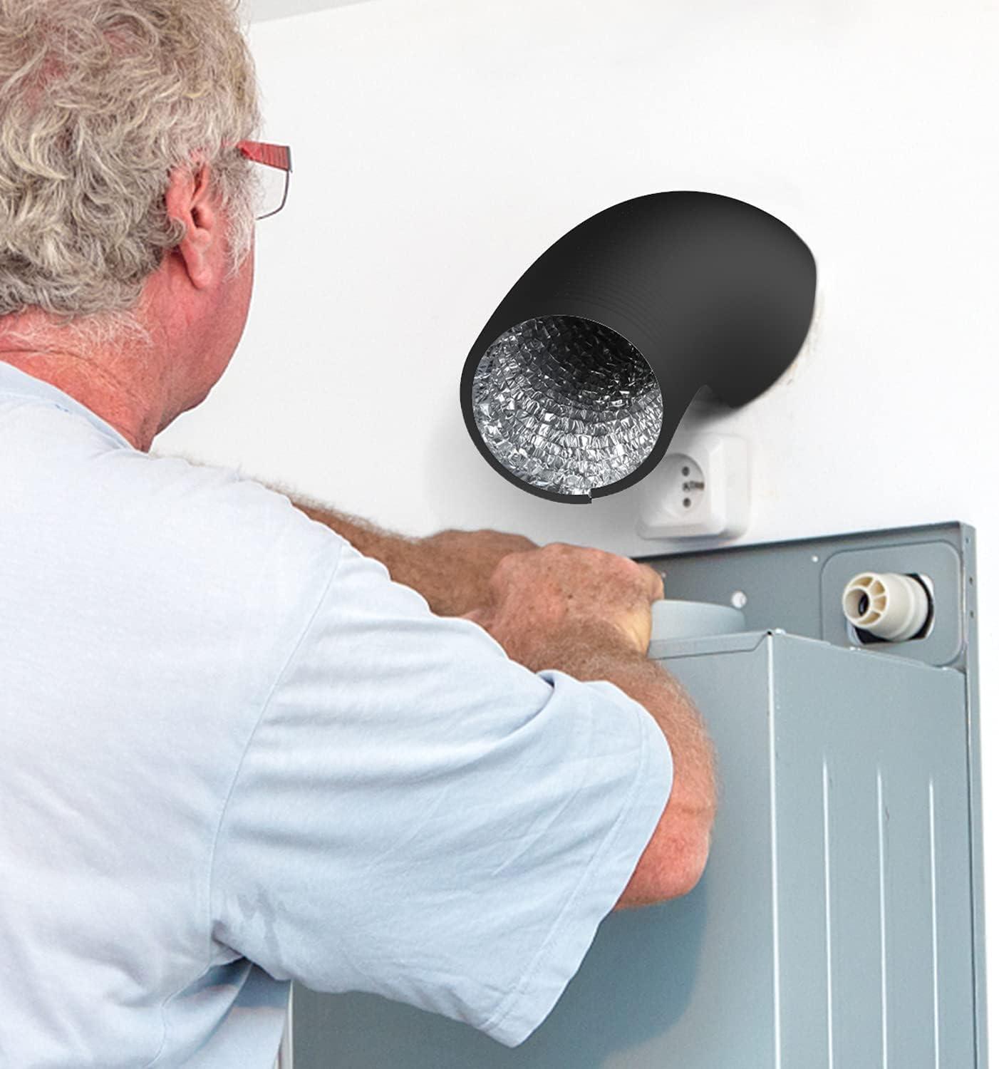 imageHealSmart 12quot 8 Ft Aluminum Ducting Flexible HeavyDuty FourLayer Protection with 2 Duct Clamps Dryer Vent Hose for Heating Cooling Ventilation and Exhaust Fan4 25 Ducting