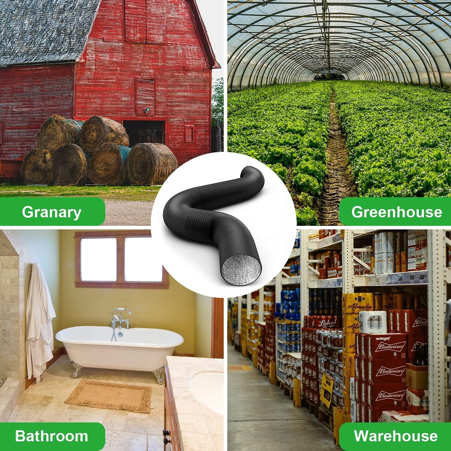 imageHealSmart 12quot 8 Ft Aluminum Ducting Flexible HeavyDuty FourLayer Protection with 2 Duct Clamps Dryer Vent Hose for Heating Cooling Ventilation and Exhaust Fan12 25 Ducting