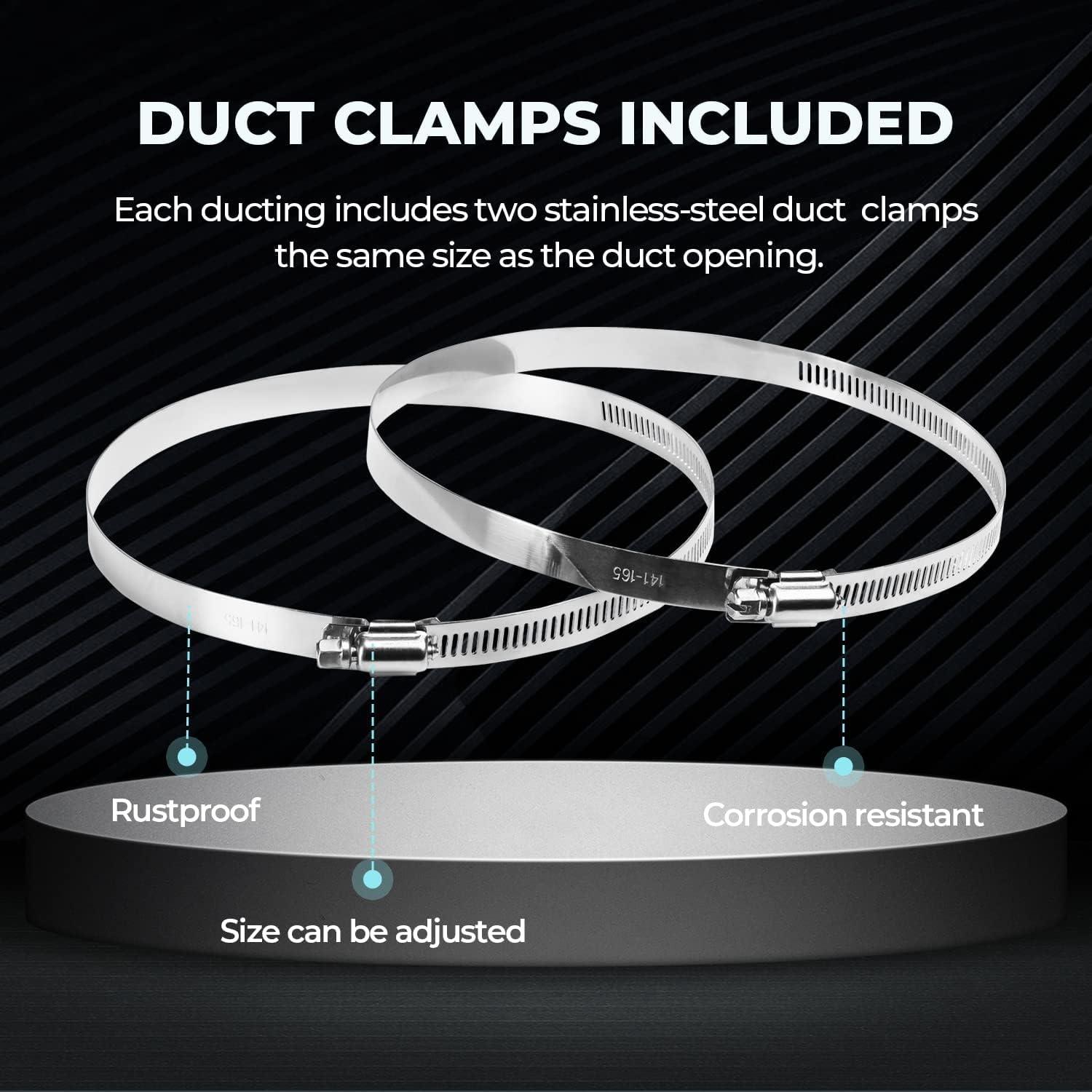 imageHealSmart 12quot 8 Ft Aluminum Ducting Flexible HeavyDuty FourLayer Protection with 2 Duct Clamps Dryer Vent Hose for Heating Cooling Ventilation and Exhaust Fan6 16 Ducting
