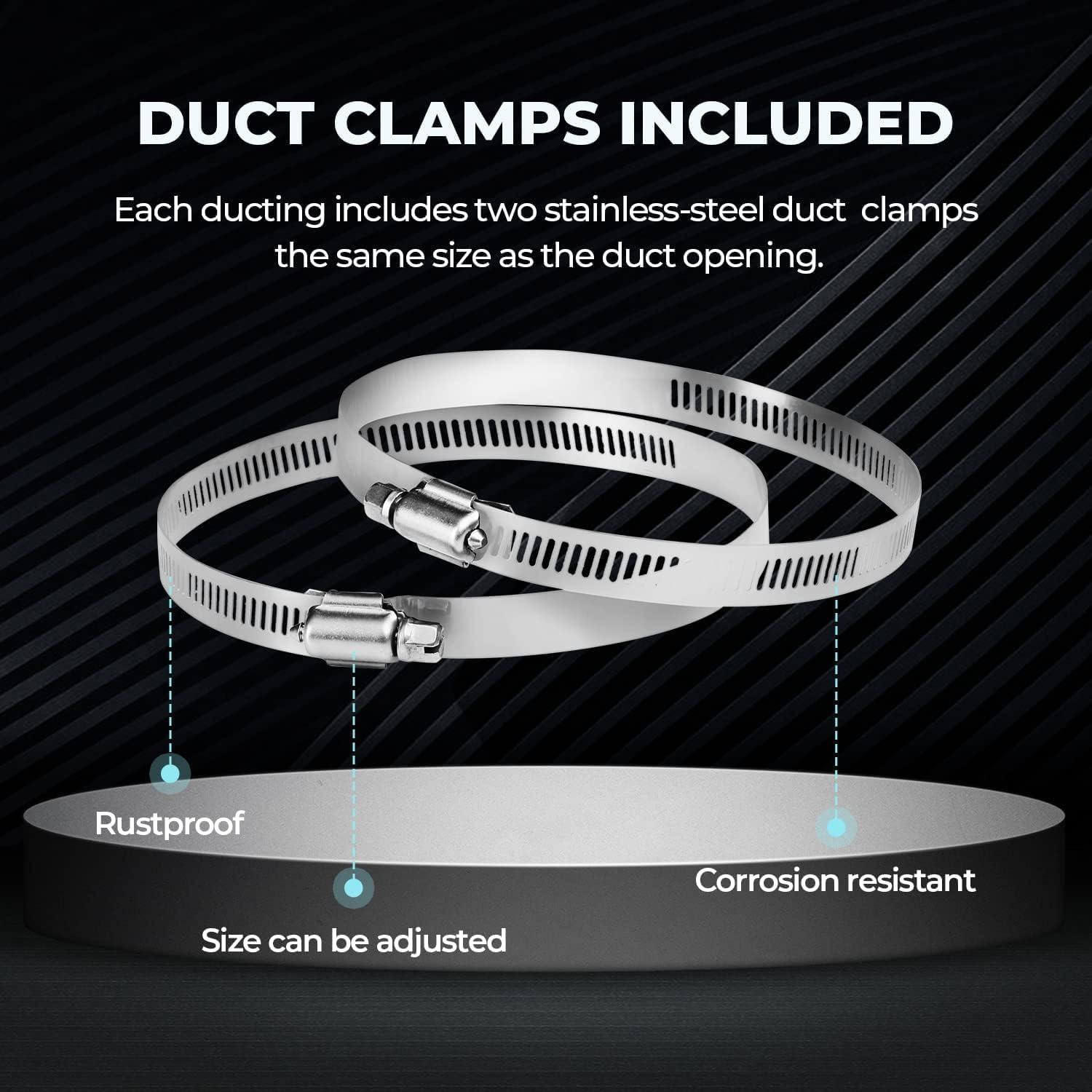 imageHealSmart 12quot 8 Ft Aluminum Ducting Flexible HeavyDuty FourLayer Protection with 2 Duct Clamps Dryer Vent Hose for Heating Cooling Ventilation and Exhaust Fan4 25 Ducting2 Pcs