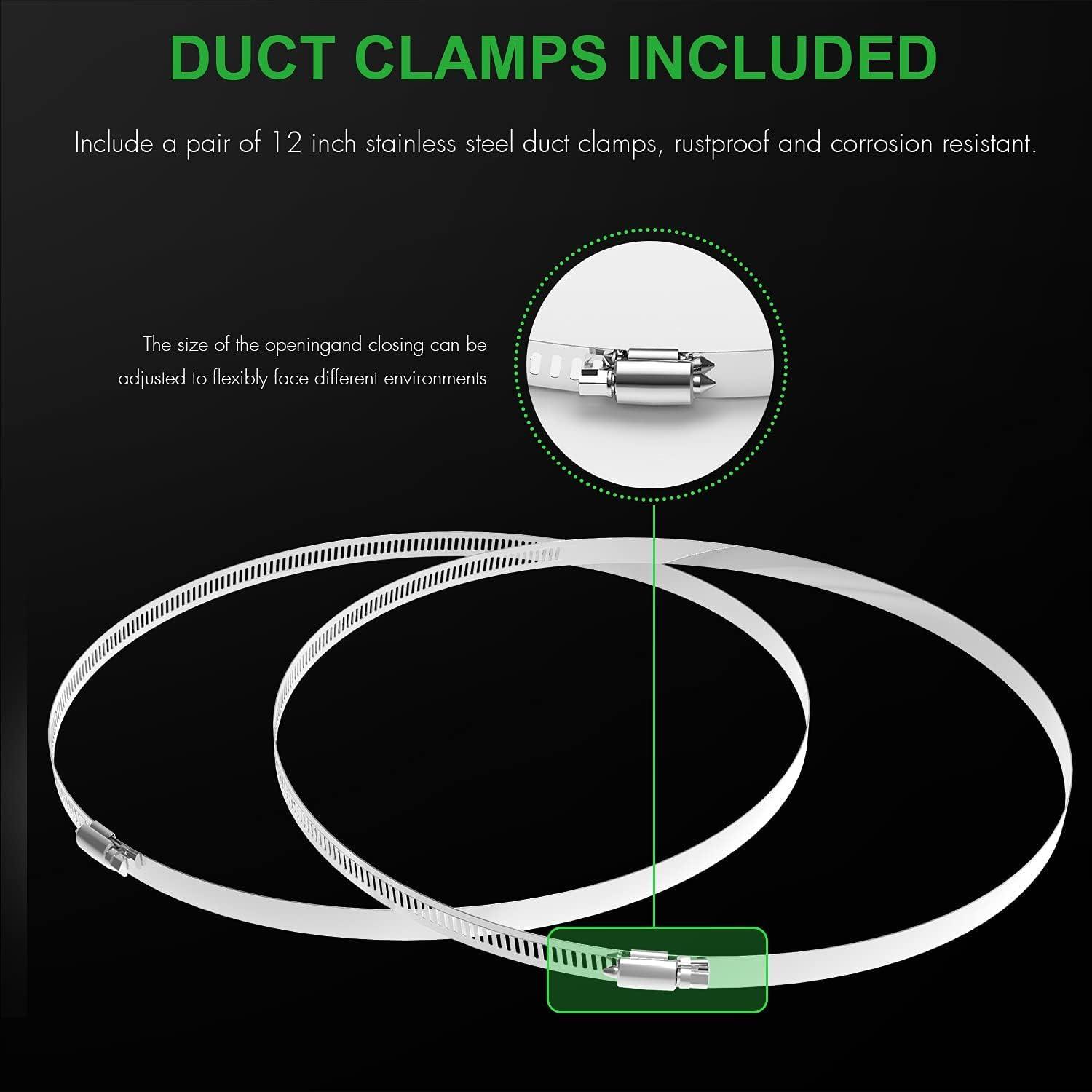 imageHealSmart 12quot 8 Ft Aluminum Ducting Flexible HeavyDuty FourLayer Protection with 2 Duct Clamps Dryer Vent Hose for Heating Cooling Ventilation and Exhaust Fan12 8 Ducting