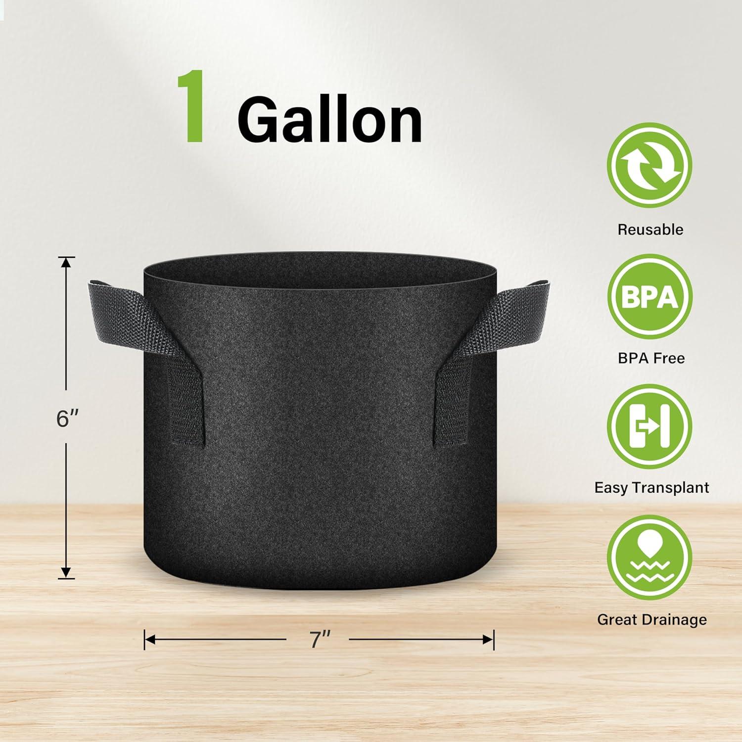 imageHealSmart Plant Grow Bags 7 Gallon Tomoato Planter Pots 5Pack with Handles Aeration Nonwoven Fabric Heavy Duty Gardening Planter for Vegetable Herbs and Flowers Black 2024 VersionBlack  5 Pack New