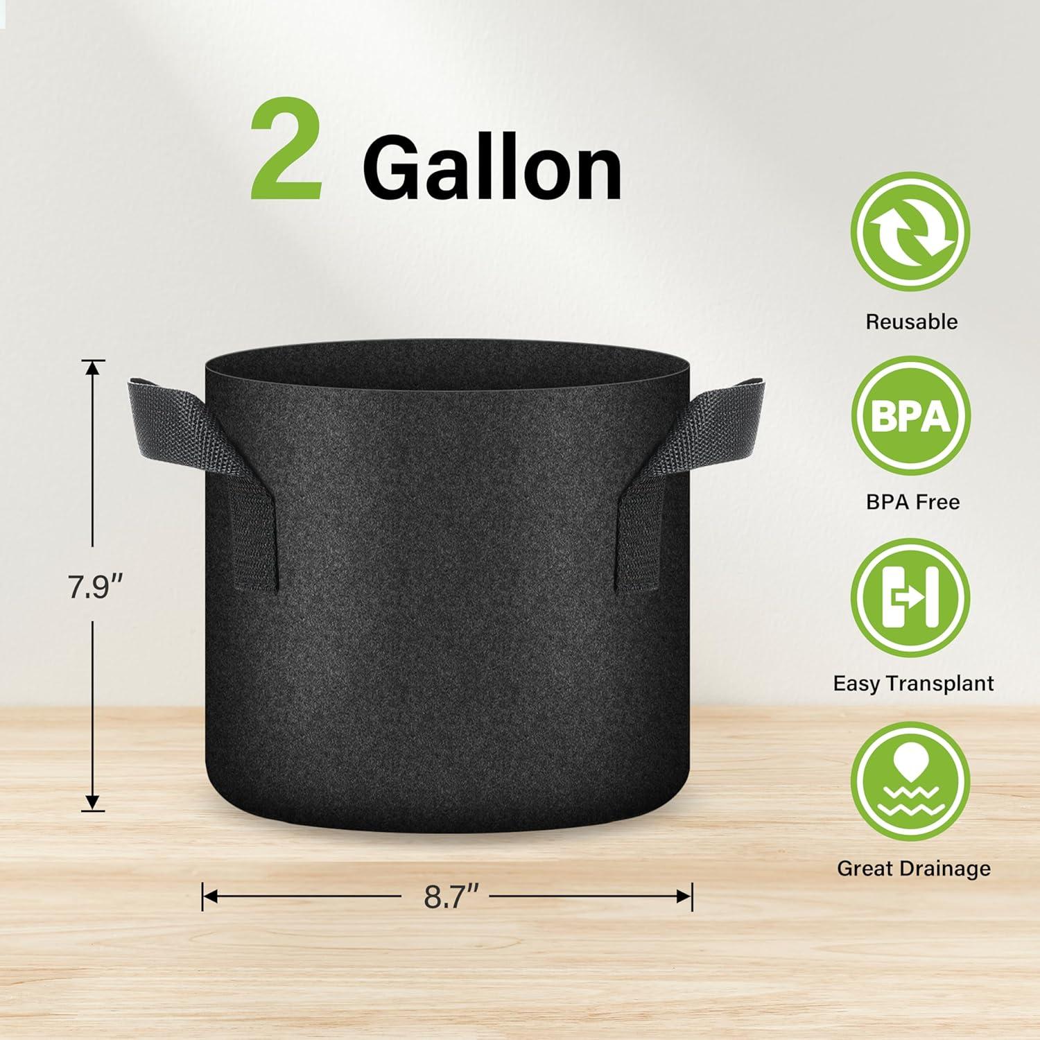 imageHealSmart Plant Grow Bags 7 Gallon Tomoato Planter Pots 5Pack with Handles Aeration Nonwoven Fabric Heavy Duty Gardening Planter for Vegetable Herbs and Flowers Black 2024 VersionBlack  10 Pack New