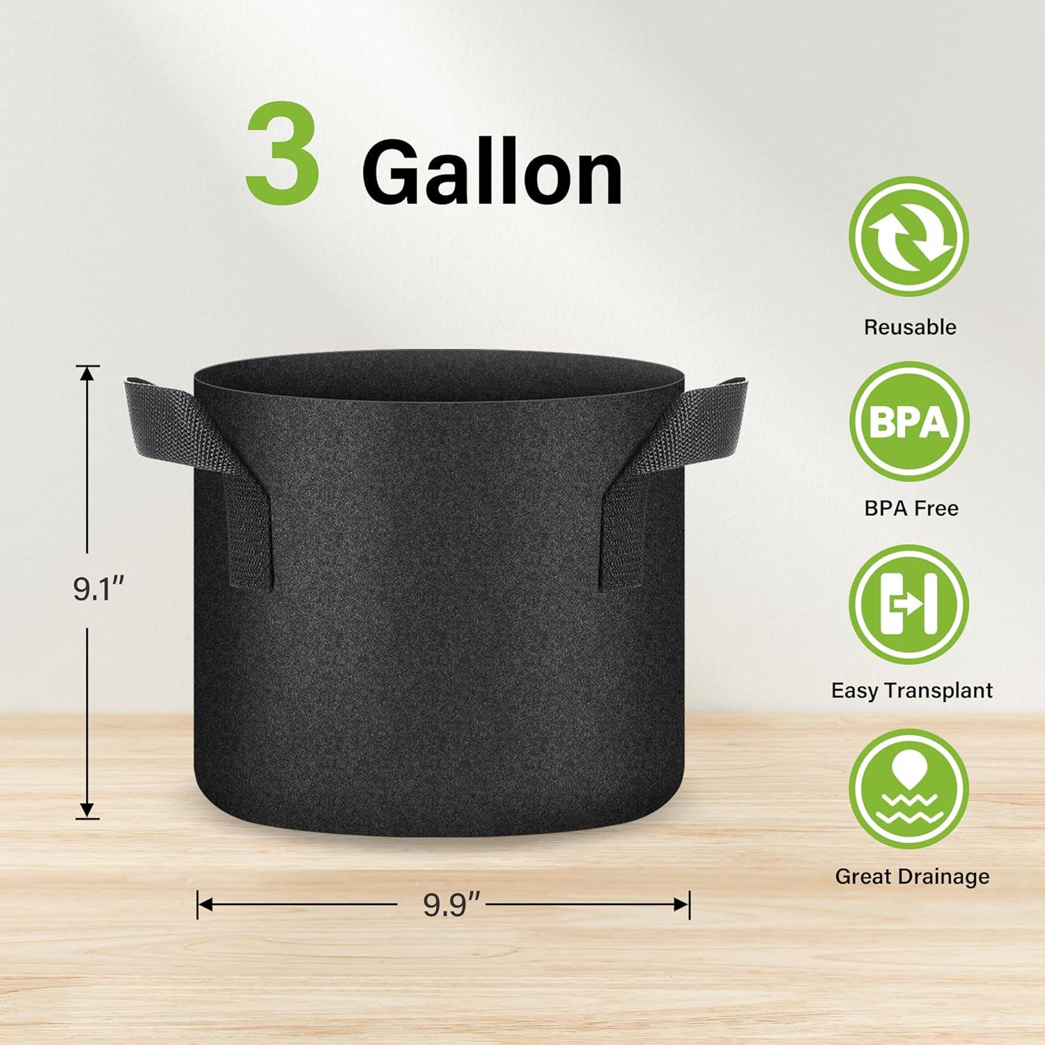 imageHealSmart Plant Grow Bags 7 Gallon Tomoato Planter Pots 5Pack with Handles Aeration Nonwoven Fabric Heavy Duty Gardening Planter for Vegetable Herbs and Flowers Black 2024 VersionBlack  5 Pack New