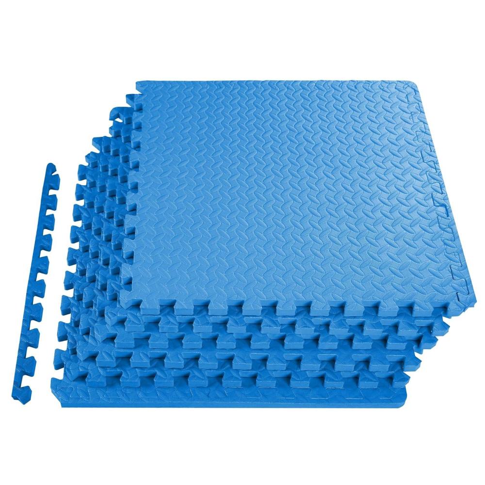 imageHealSmart  Inch Puzzle Exercise Mat HighDensity EVA Foam Floor Tiles for Home Gym Workout Equipment Protective Floor Padding ampamp Kids Play Areas Black 24 Sq Ft  6 TilesBlue34 Thick