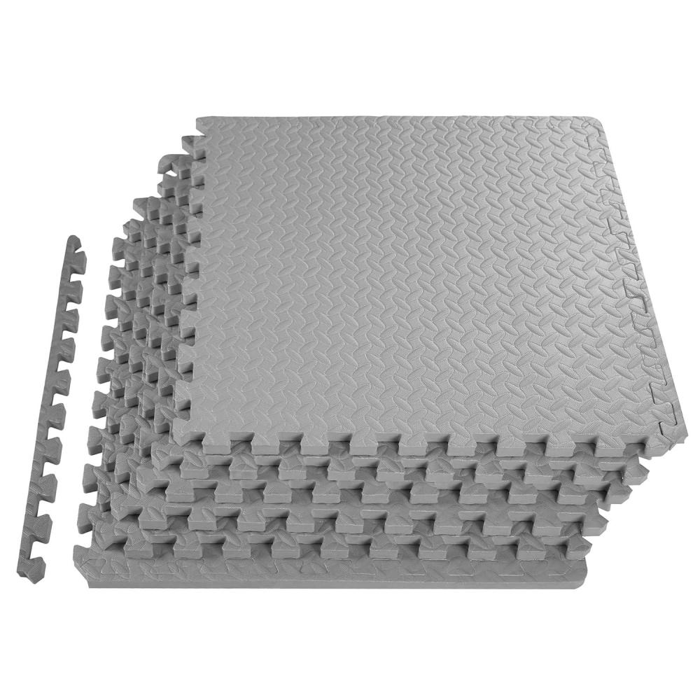 imageHealSmart  Inch Puzzle Exercise Mat HighDensity EVA Foam Floor Tiles for Home Gym Workout Equipment Protective Floor Padding ampamp Kids Play Areas Black 24 Sq Ft  6 TilesGrey34 Thick