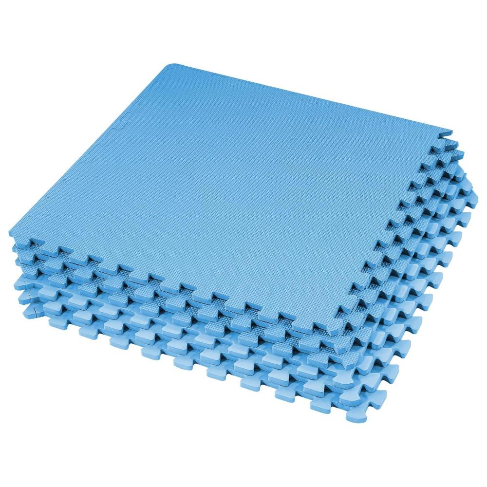 imageHealSmart  Inch Puzzle Exercise Mat HighDensity EVA Foam Floor Tiles for Home Gym Workout Equipment Protective Floor Padding ampamp Kids Play Areas Black 24 Sq Ft  6 TilesBlue12 Thick