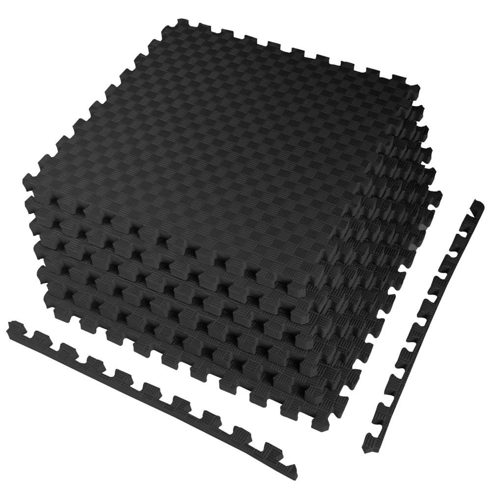 imageHealSmart  Inch Puzzle Exercise Mat HighDensity EVA Foam Floor Tiles for Home Gym Workout Equipment Protective Floor Padding ampamp Kids Play Areas Black 24 Sq Ft  6 TilesBlack1 Thick