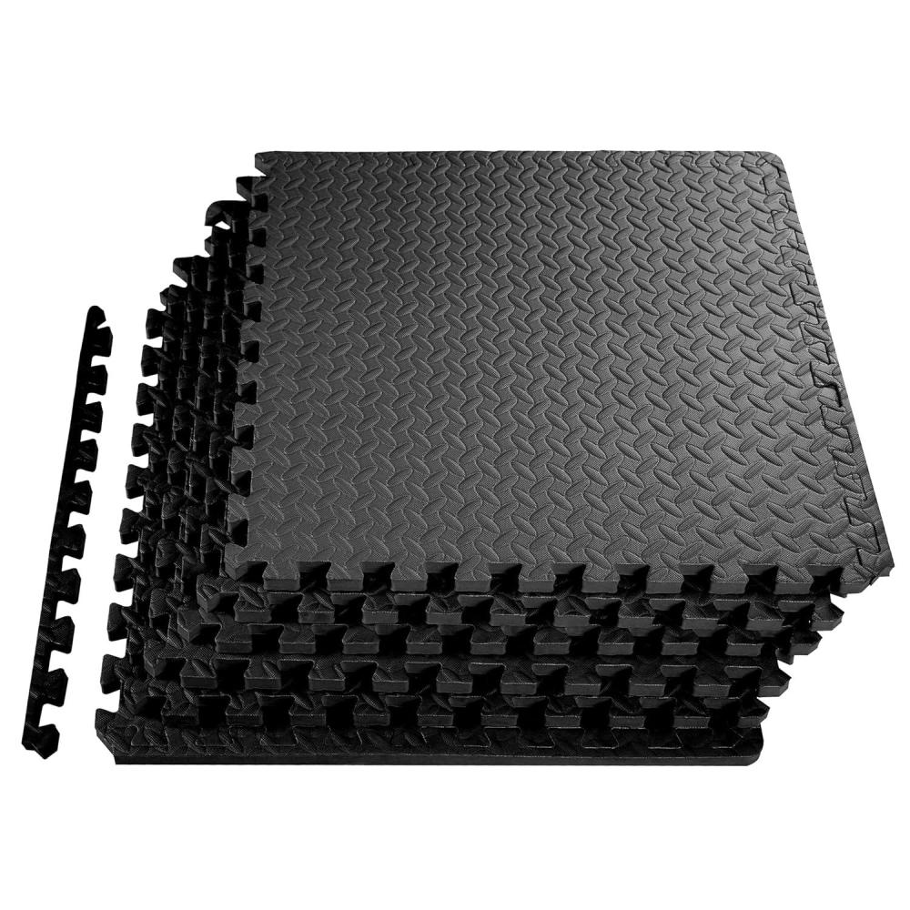 imageHealSmart  Inch Puzzle Exercise Mat HighDensity EVA Foam Floor Tiles for Home Gym Workout Equipment Protective Floor Padding ampamp Kids Play Areas Black 24 Sq Ft  6 TilesBlack34 Thick