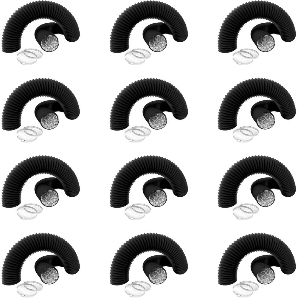 imageHealSmart 12quot 8 Ft Aluminum Ducting Flexible HeavyDuty FourLayer Protection with 2 Duct Clamps Dryer Vent Hose for Heating Cooling Ventilation and Exhaust Fan4 8 PVC12Pcs