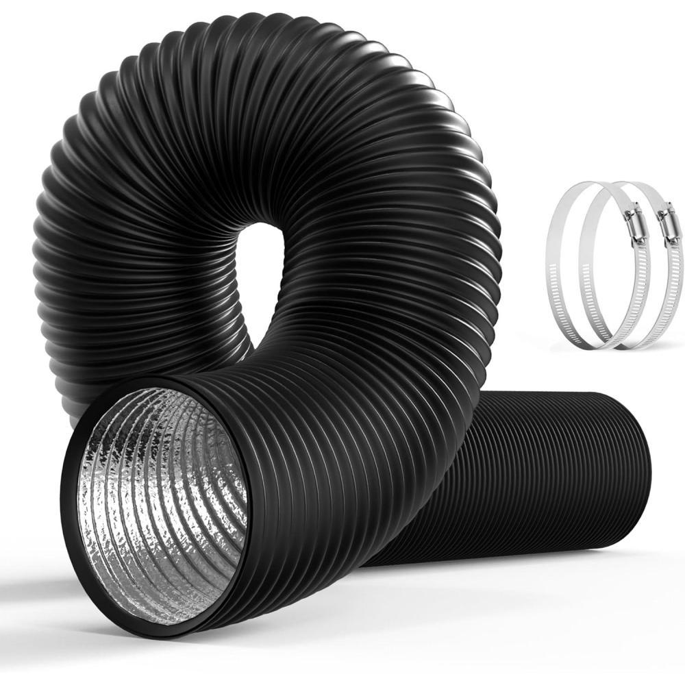 imageHealSmart 12quot 8 Ft Aluminum Ducting Flexible HeavyDuty FourLayer Protection with 2 Duct Clamps Dryer Vent Hose for Heating Cooling Ventilation and Exhaust Fan3 16 PVC