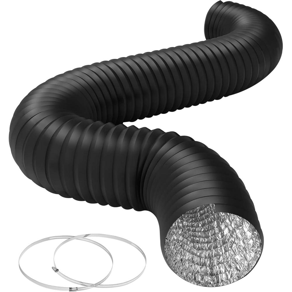imageHealSmart 12quot 8 Ft Aluminum Ducting Flexible HeavyDuty FourLayer Protection with 2 Duct Clamps Dryer Vent Hose for Heating Cooling Ventilation and Exhaust Fan12 8 Ducting