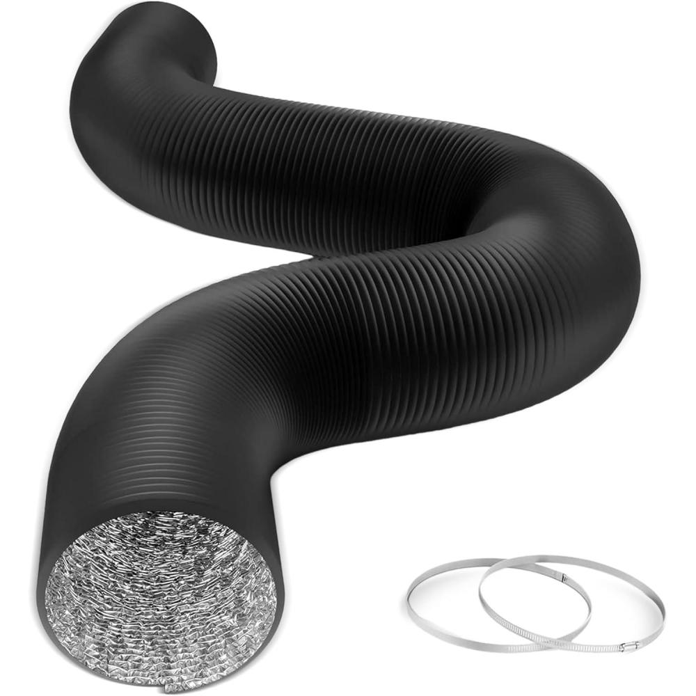 imageHealSmart 12quot 8 Ft Aluminum Ducting Flexible HeavyDuty FourLayer Protection with 2 Duct Clamps Dryer Vent Hose for Heating Cooling Ventilation and Exhaust Fan8 25 Ducting